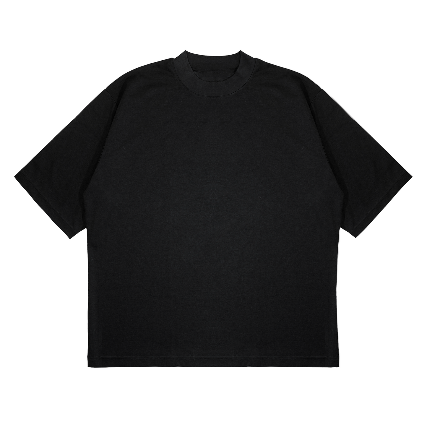 Black t-shirt on a light gray background