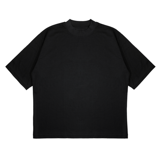 Black t-shirt on a light gray background